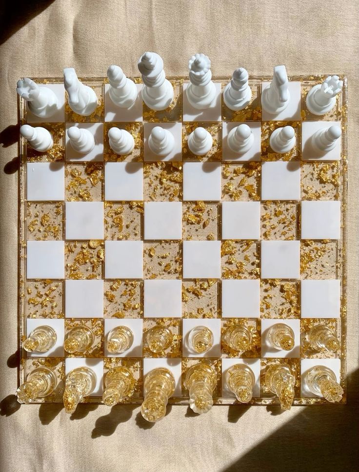 Handcrafted Resin Chess Set – Celestial Blue & Gold Starry Night Edition