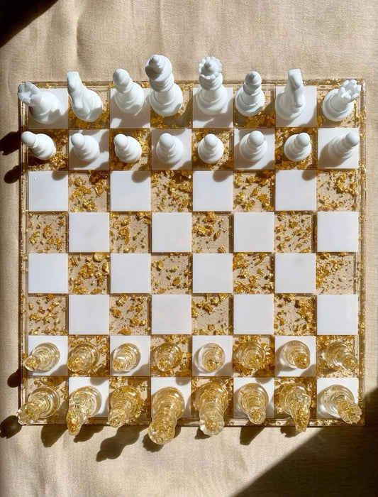 Handcrafted Resin Chess Set – Celestial Blue & Gold Starry Night Edition